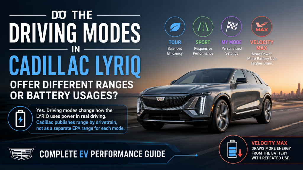 Do the Driving Modes in Cadillac Lyriq Offer Different Ranges or Battery Usages?