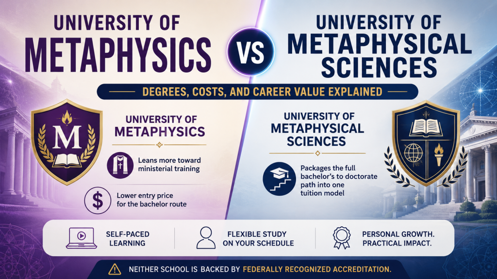 University of Metaphysics vs University of Metaphysical Sciences
